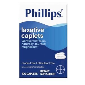 Phillips' Laxative Caplets 100ct Magnesium for Gentle, Cramp-Free Relief 06/26
